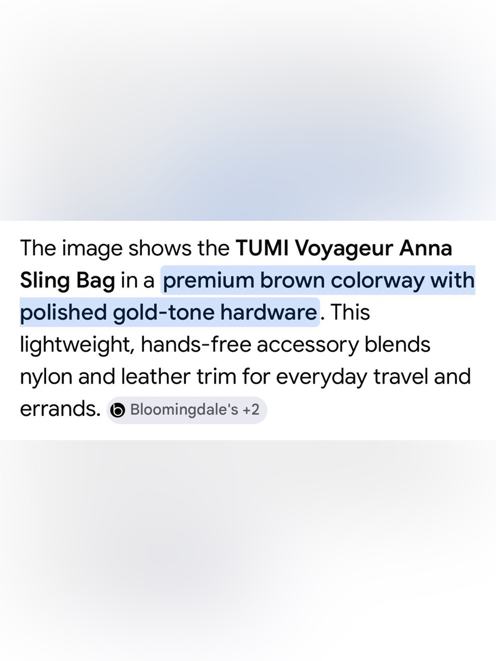 Tumi Voyager Anna Sling Bag. GUC. Brown with Gold Hardware - Picture 3 of 11